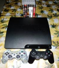 500GB PS3 Slim Console with 2 controllers and 6 games