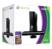 XBOX 360 Slim 4GB with Kinect and 3 free games