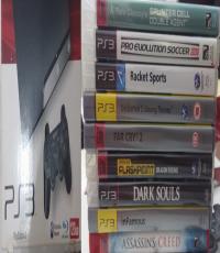 120GB Playstation 3 black Slim, 2 controllers, PS Move and games