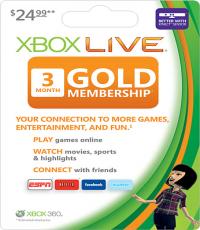 3 Months Xbox Live Gold Membership Card