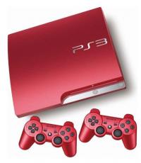 Playstation 3 Slim 320GB red Console (2 controller & 8 games)
