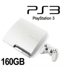 PS3 Console Slim White 160gb & 1 New White Dual shock control
