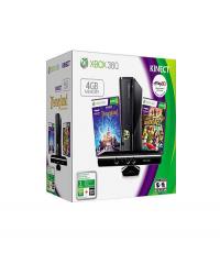 4GB XBOX 360 slim w/ Kinect black with 4 games,Dance central 3