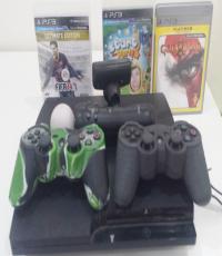 160GB Playstation 3 black Slim with 2 controllers and 3 games