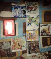 Red 3DS XL with bunch of games