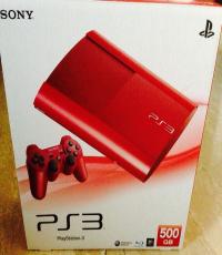 PS3 slim console red color 500gb 10/10  condition